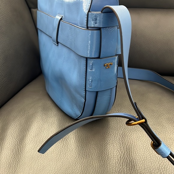 Tory Burch Gemini Link Shoulder Bag Wallis Blue Crossbody Leather - Picture 2 of 4